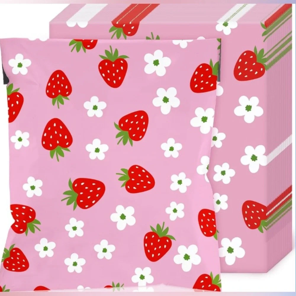 25 Strawberry Print 10x13 Poly Mailers